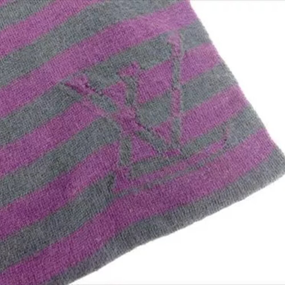 Louis Vuitton Scarf Purple Grey Woman unisex Authentic Used - Picture 3 of 7